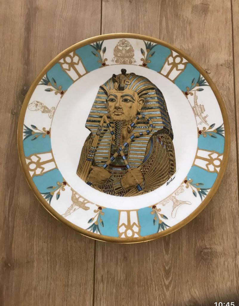 Voor 15 mei ophalen Boehm Egypt  Tutankhamun Herdenkingsbord, Antiek en Kunst, Ophalen of Verzenden