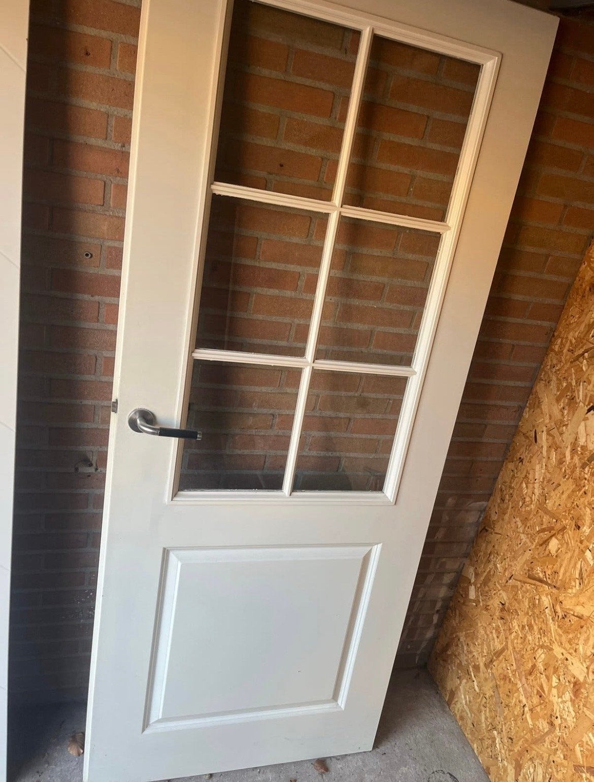 Binnendeur met glas en deurbeslag 2m bij 0.85m, Doe-het-zelf en Verbouw, 80 tot 100 cm, Binnendeur, Ophalen of Verzenden, Zo goed als nieuw
