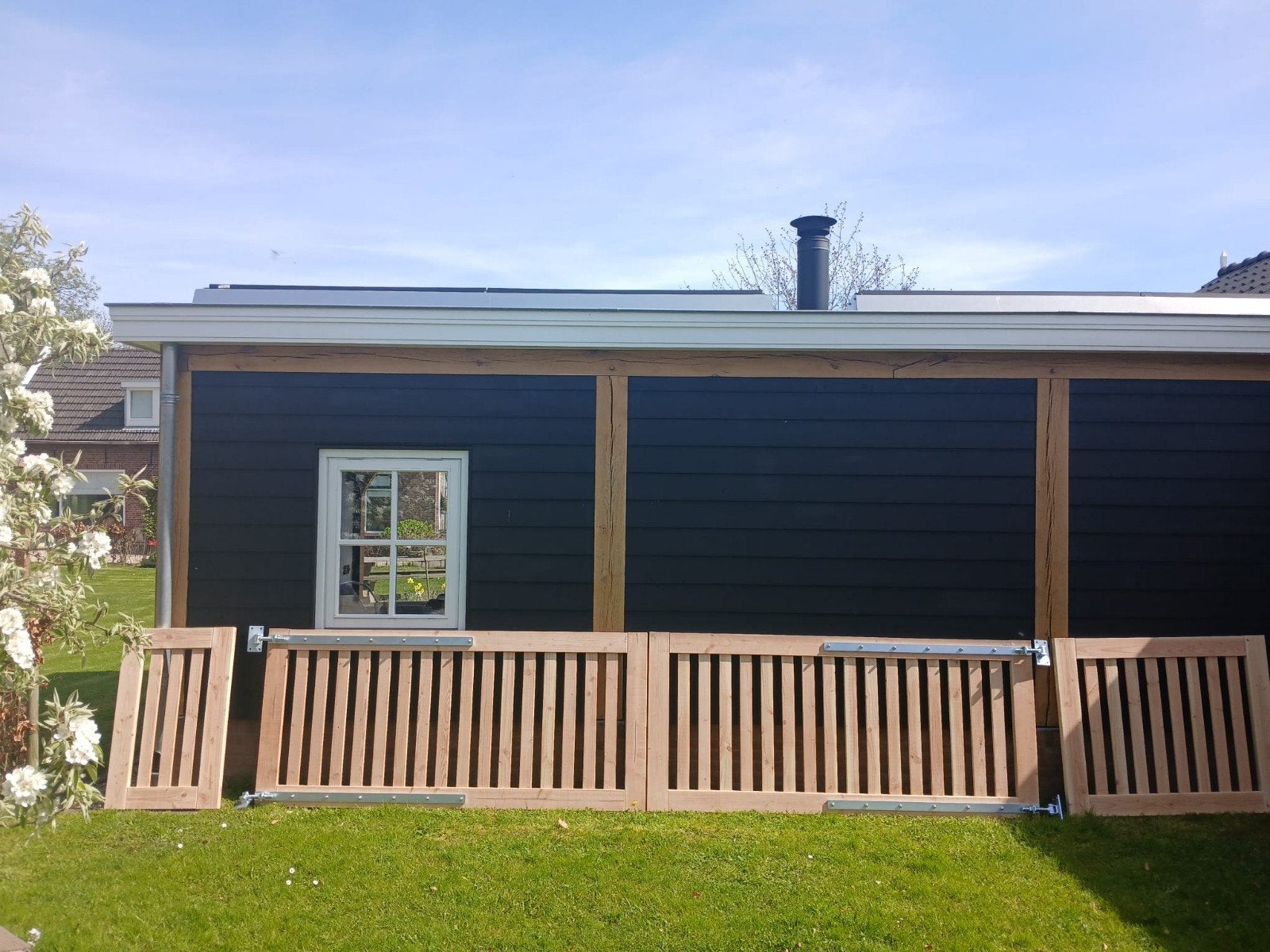 Houten spijlen poort te koop, Ophalen, Met poort, Nieuw, Tuinhek