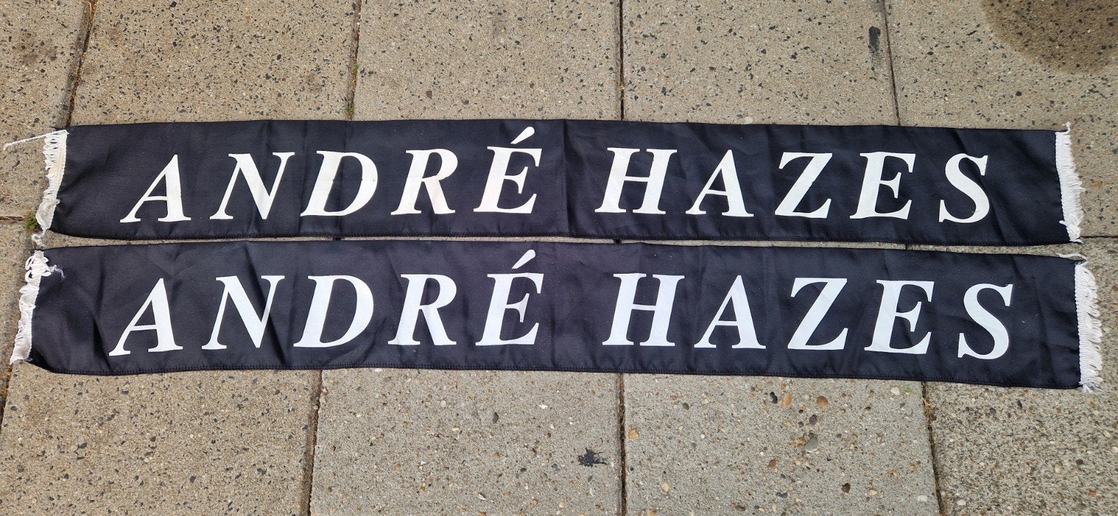 André Hazes Sjaal - Zwart met Witte Letters, Ophalen of Verzenden, Gebruikt, Kleding