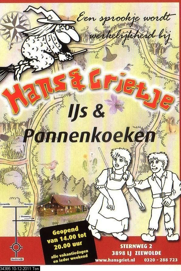 Ansichtkaart  	Zeewolde	Hans & Grietje	IJs & Pannenkoeken, Verzenden, 1980 tot heden, Ongelopen, Flevoland