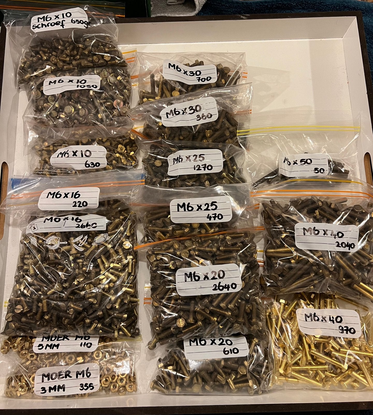 Messing bouten, moeren en ringen – complete partij 43 kg, Ophalen of Verzenden