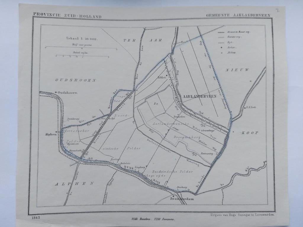 2 / Aarlanderveen van Litho uit 1865 J. Kuyper, Ophalen of Verzenden