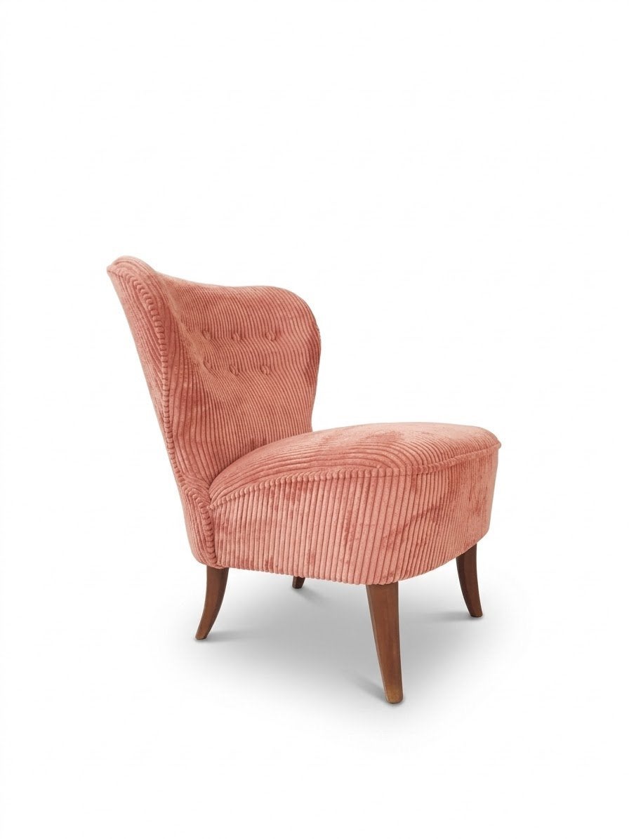 Artifort clubfauteuiltje Theo Ruth roze rib nieuwe stof, Hout, Vintage design, ., Minder dan 75 cm