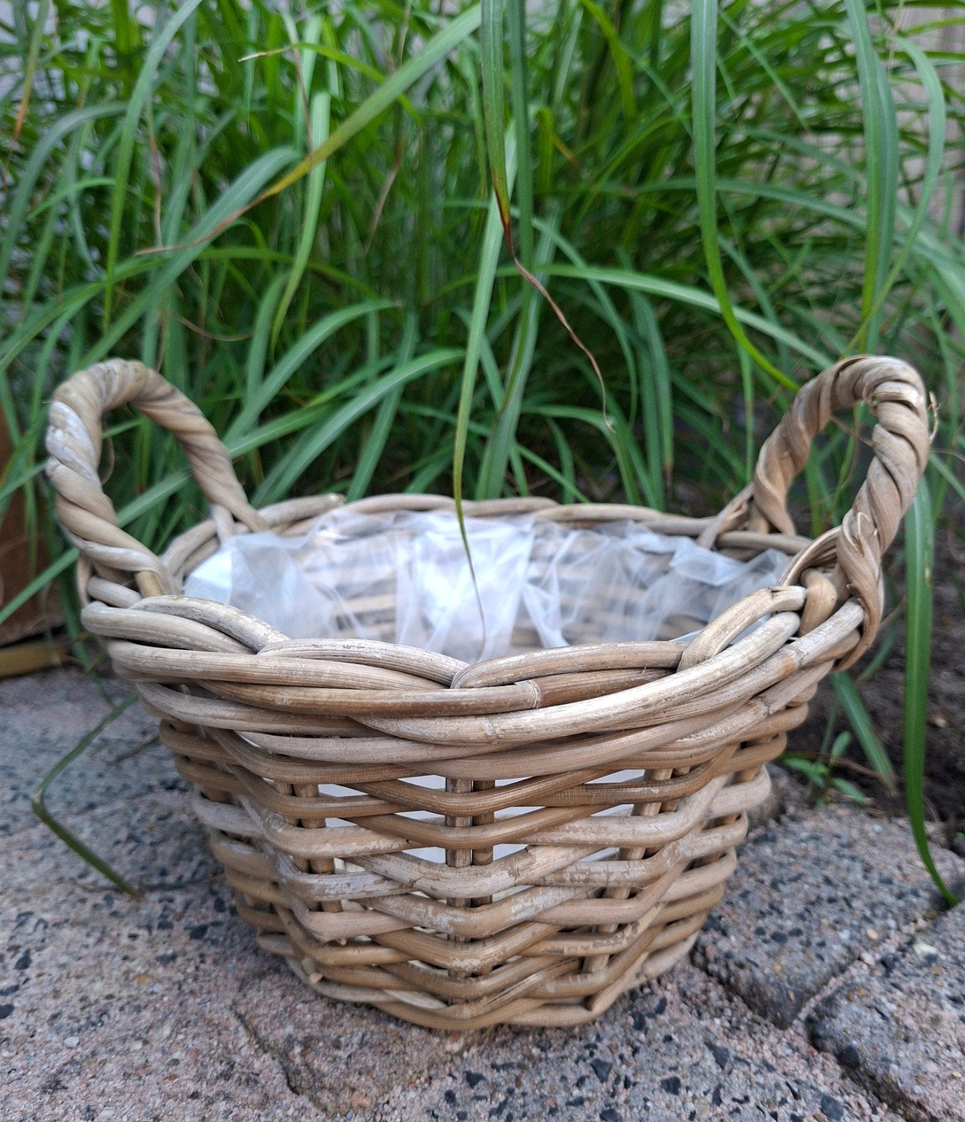 Mand riet plantenmand rond D24 rotan tuinmand basket, Overige materialen, Rond, Nieuw, Ophalen of Verzenden