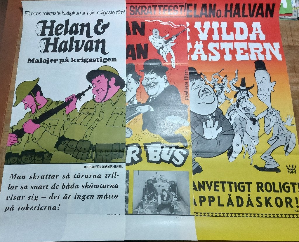 3 Posters Laurel & Hardy, Rechthoekig Staand, Ophalen of Verzenden, Zo goed als nieuw, A1 t/m A3