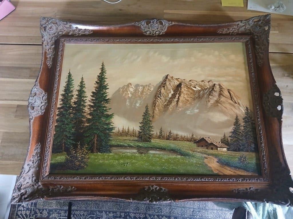 Groot Berglandschap Schilderij met Sierlijst, Ophalen