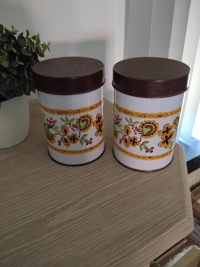 2 vintage retro opbergdozen, Verzamelen, Ophalen of Verzenden, Huis en Inrichting