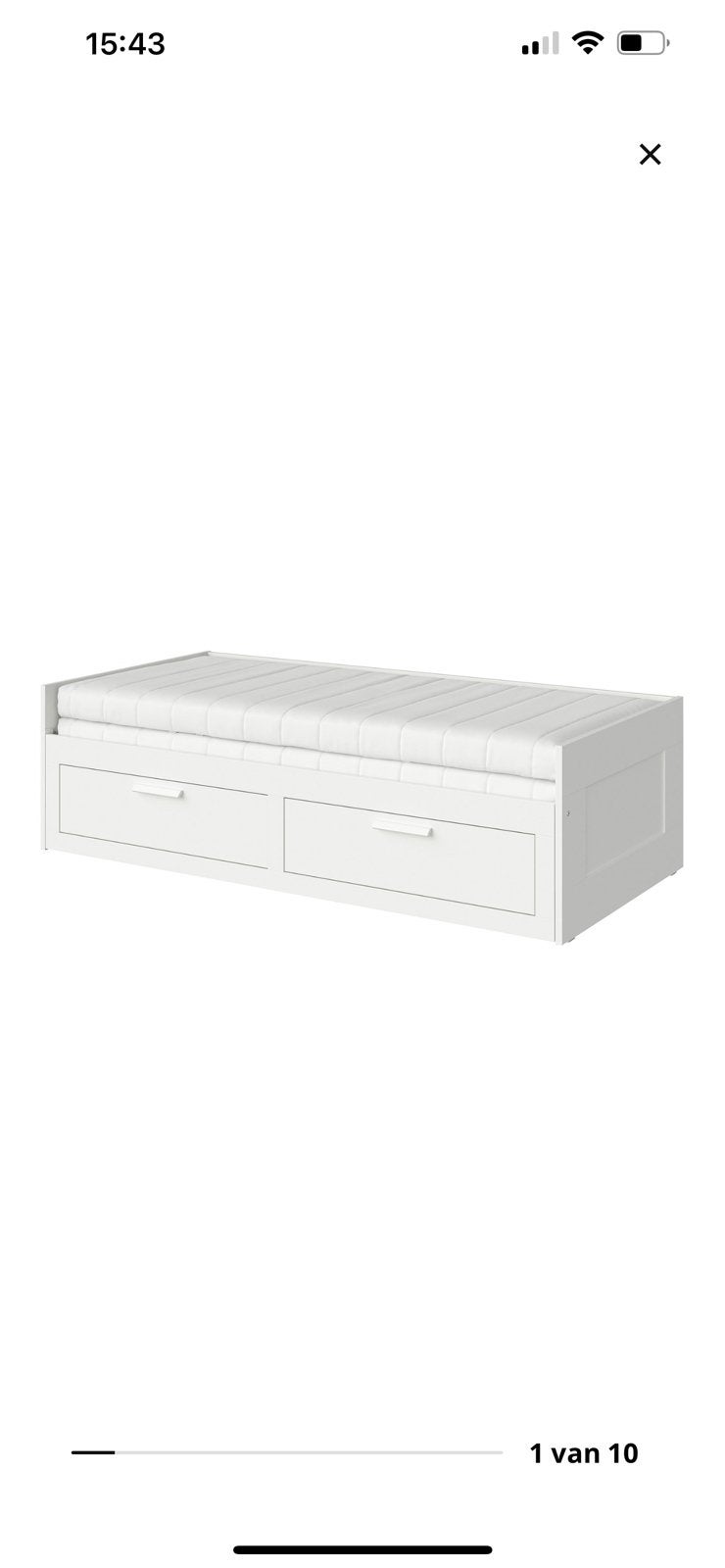 Brimnes bed ikea, Ophalen, Gebruikt, Wit, Tweepersoons