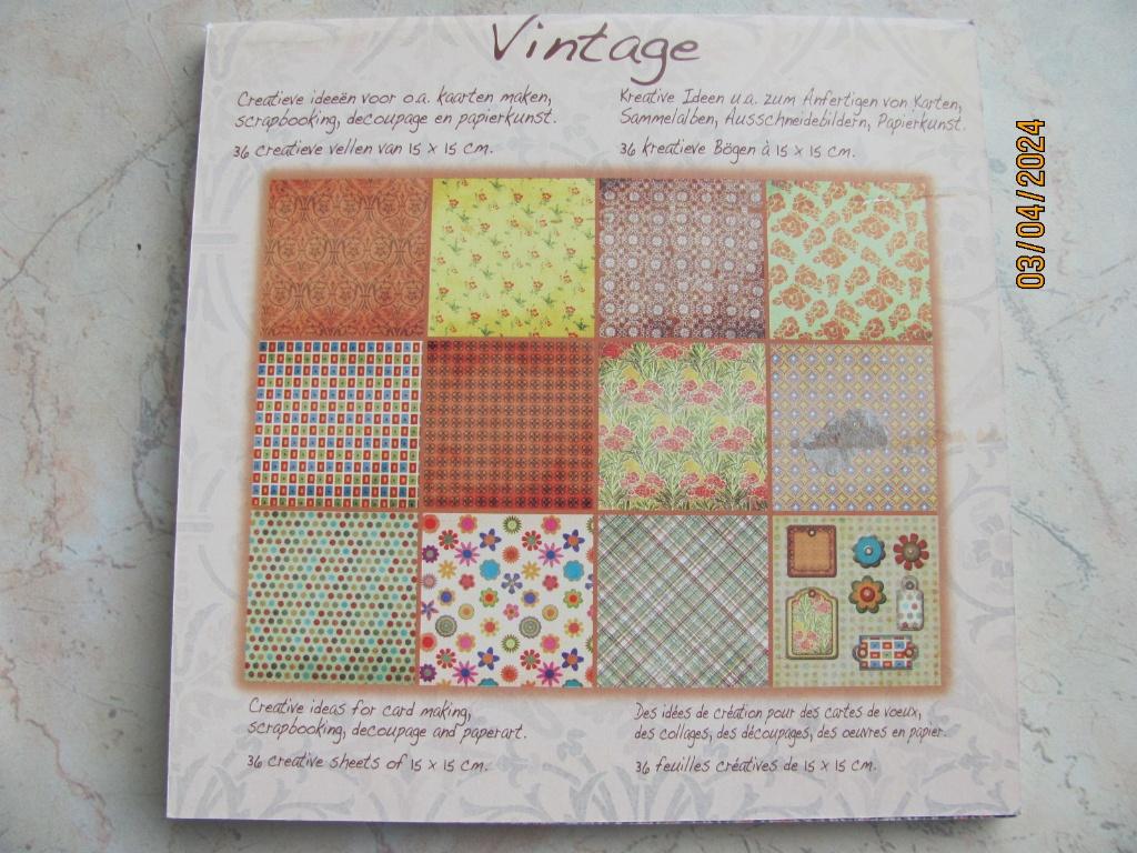 NIEUW papier VINTAGE paperpad geel oranje bruin 12 DESIGNS, Hobby en Vrije tijd, Kaarten | Zelf maken, Ophalen of Verzenden, Nieuw