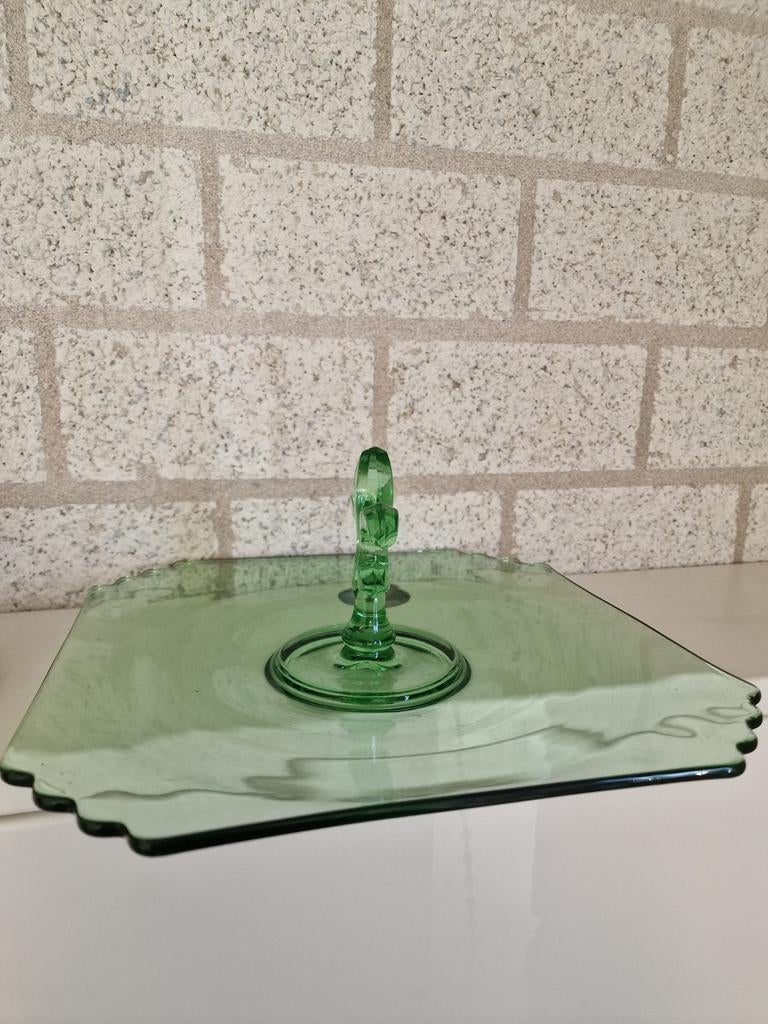 Etagere groen glas, Ophalen of Verzenden, Zo goed als nieuw