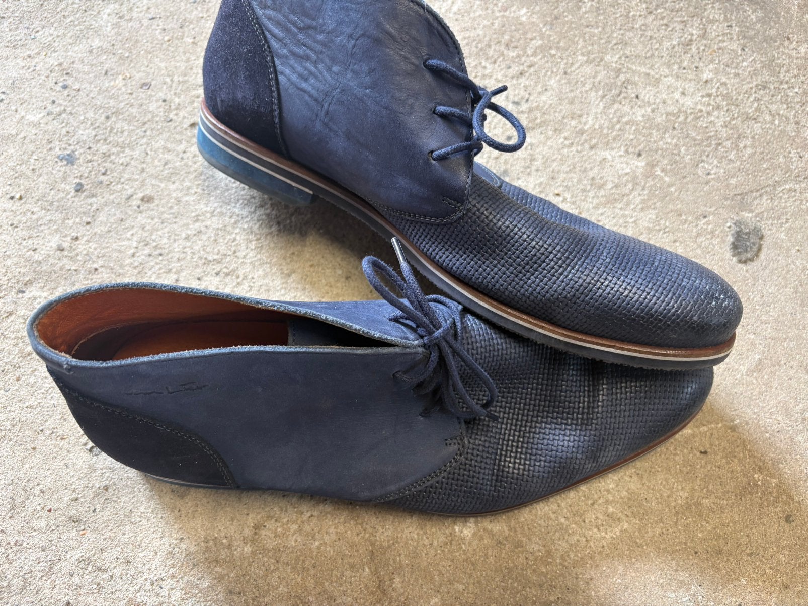 Van Lier herenschoenen maat 43 blauw, Blauw, Ophalen of Verzenden, Gedragen, Veterschoenen
