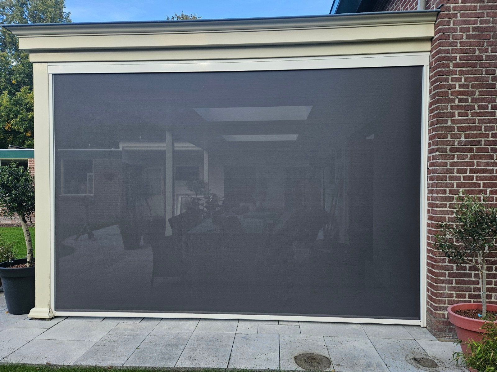 Elektrische zonnescherm/windscherm, Tuin en Terras, Zonneschermen, Ophalen of Verzenden, Gebruikt, Screen, Elektrisch