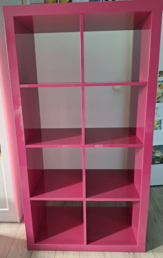Kallax kast roze, inclusief of exclusief turquiose manden, Ophalen, 50 tot 100 cm, Zo goed als nieuw, Minder dan 100 cm