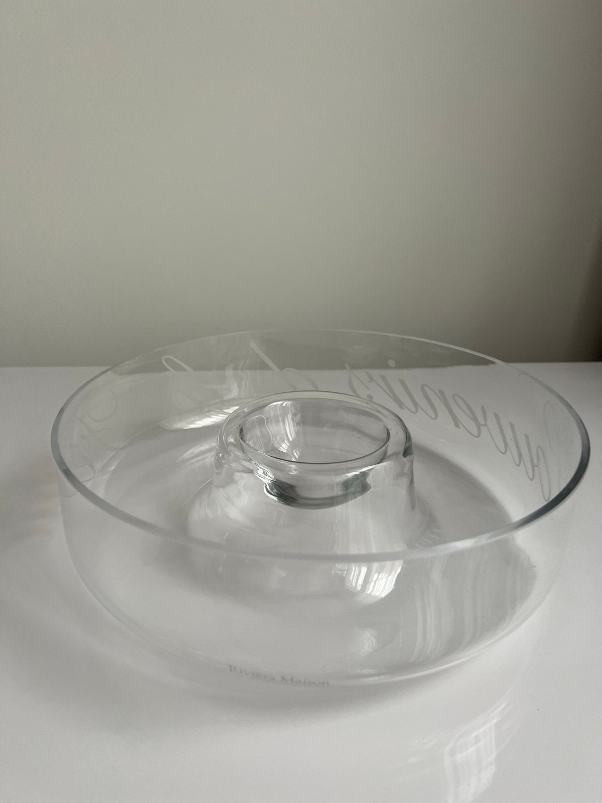 Rivièra Maison glazen schaal met diphouder, Schaal, Rond, Ophalen of Verzenden, Glas