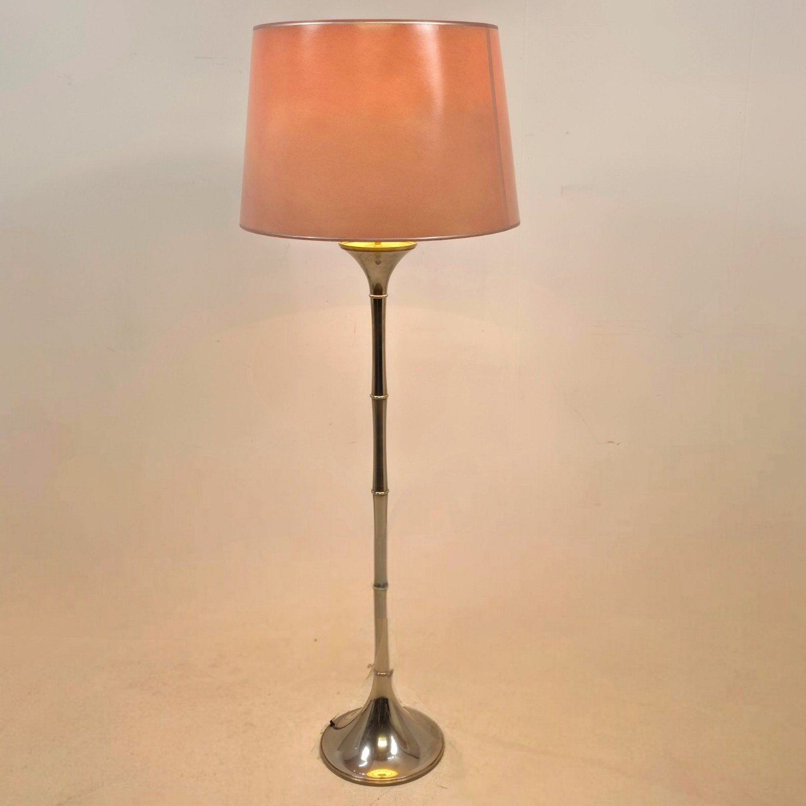 Ingo Maurer ML1F bamboe vloerlamp 60s mid century chrome, Huis en Inrichting, Ophalen, Metaal
