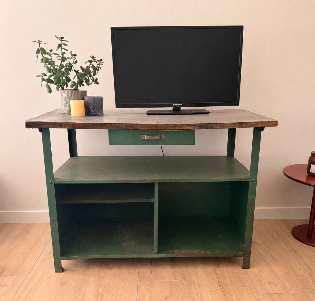 Oude werkbank groen, Ophalen, Gebruikt, 100 tot 150 cm, 25 tot 50 cm