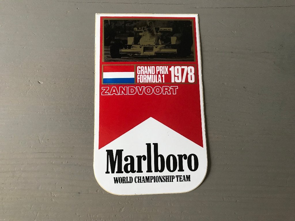 Vintage sticker Zandvoort Formule 1 - F1 - Marlboro 1978, Ophalen of Verzenden, Zo goed als nieuw, Sport