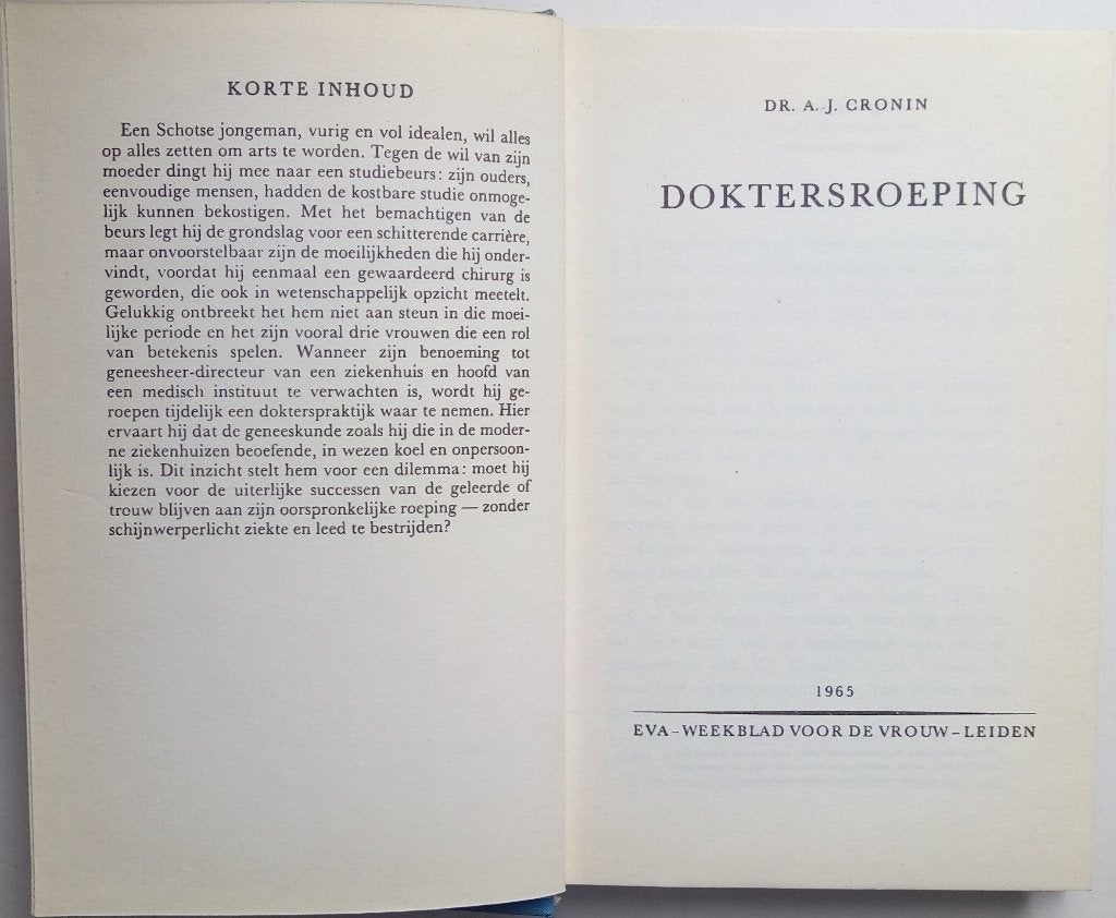 Doktersroeping, Verzenden, Dr. A.J. Cronin