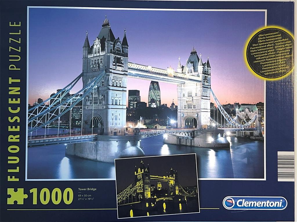 Clementoni Fluorescerende Tower Bridge Puzzel 1000 Stukjes, Ophalen of Verzenden, 500 t/m 1500 stukjes, Zo goed als nieuw, Legpuzzel