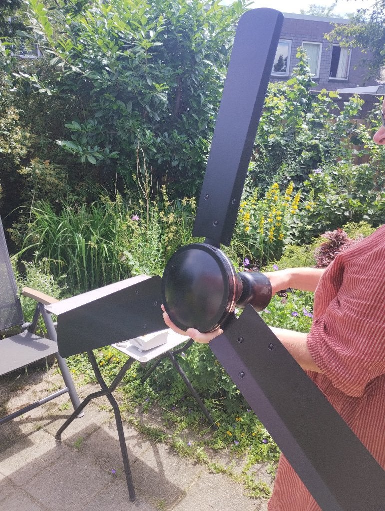 Plafondventilator zwart 120cm diameter 3 bladen, Ophalen, Gebruikt, Plafondventilator