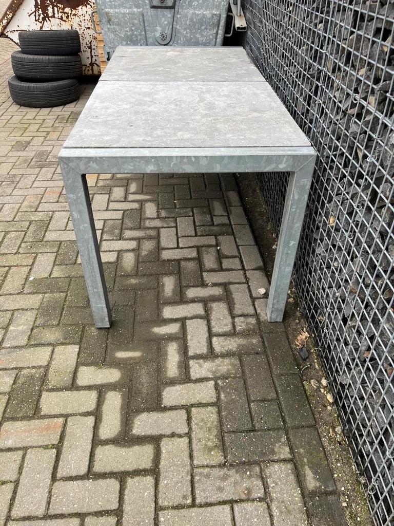 Tuintafel Belgisch hardsteen blad, Ophalen, Gebruikt, Rechthoekig, Overige materialen