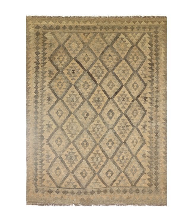 Handgeweven Natuurlijke Wollen Kelim Vloerkleed 206x158 cm, Huis en Inrichting, Beige, 150 tot 200 cm, Ophalen of Verzenden, ....