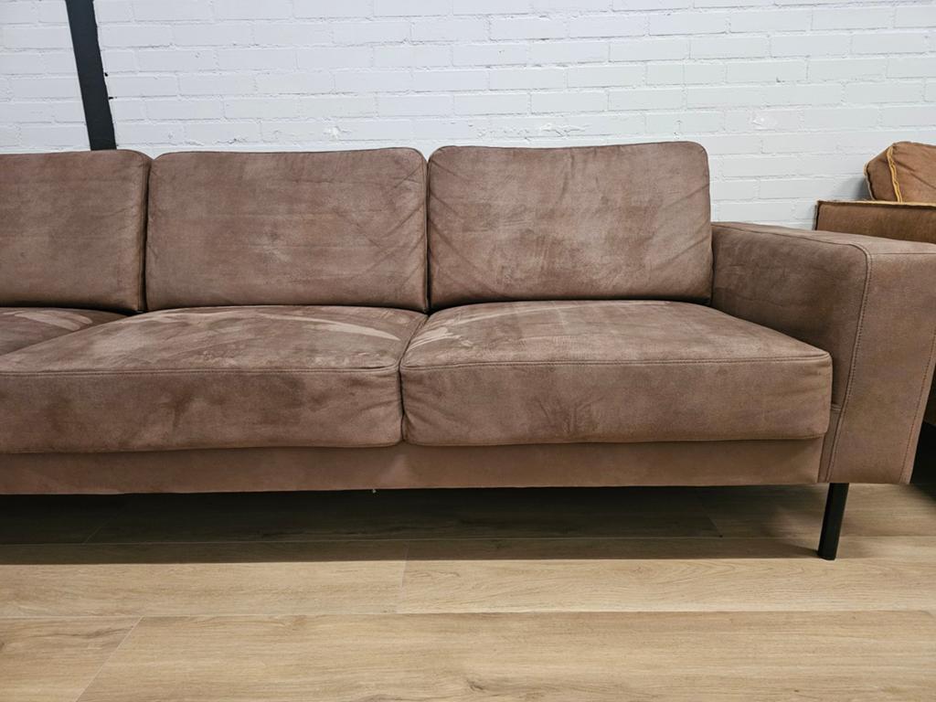 3 zits bank - Microvezel - Cognac, 125 cm of meer, 125 cm of meer, Zo goed als nieuw, Info@homefriesland.nl