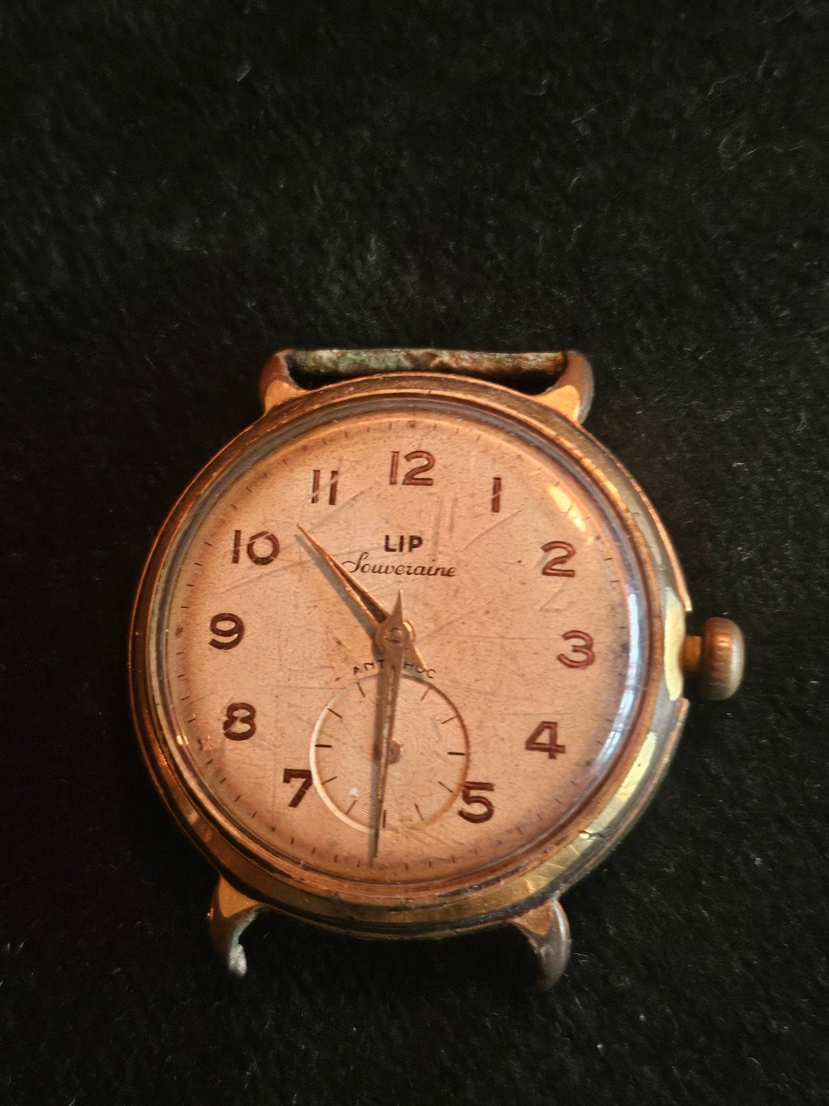 Vintage LIP Souveraine Polshorloge - Made in France, Overige merken, 1930 tot 1960, Ophalen of Verzenden, Goud