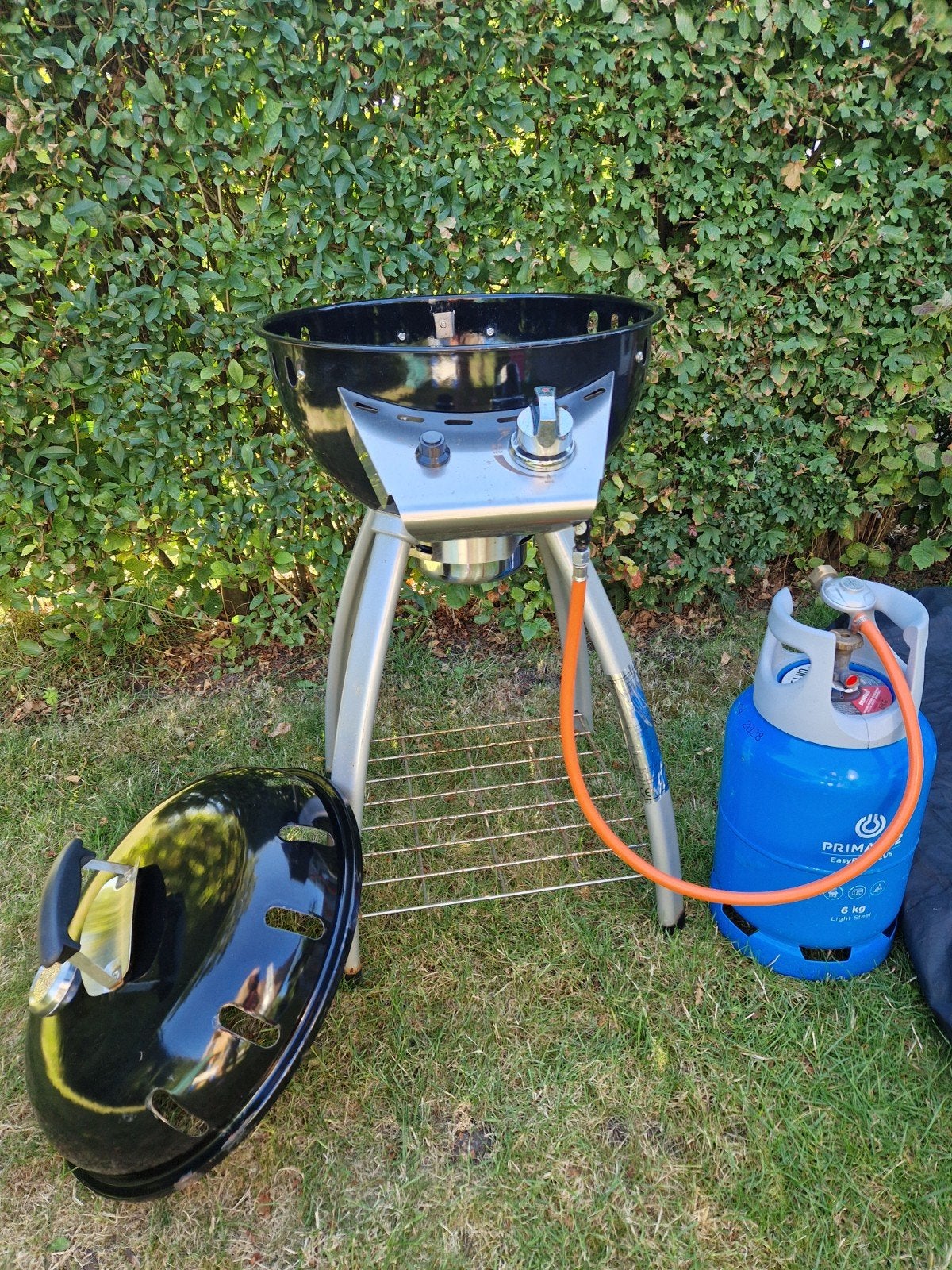 BBQ gasbarbecue met gasfles, drukverdeler en hoes, Ophalen, Gebruikt