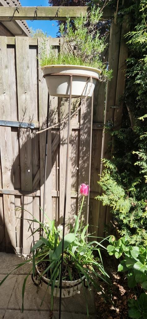 2-laagse plantenstandaard, 1.50m hoogte, incl 2 bloembakken, Tuin en Terras, Bloembakken en Plantenbakken, Ophalen, Gebruikt, Rond