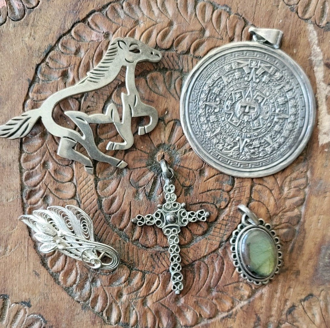 Vintage/925/Mexico/Zilver/Azteek/Maya, Antiek en Kunst, Ophalen of Verzenden, Zilver