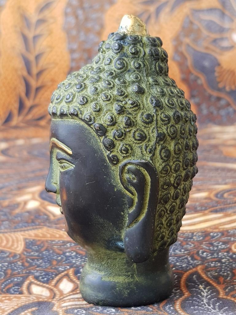Hoofd van Boeddha mooi antiek Oosters brons beeldje 9,2 cm., Antiek en Kunst, Ophalen of Verzenden
