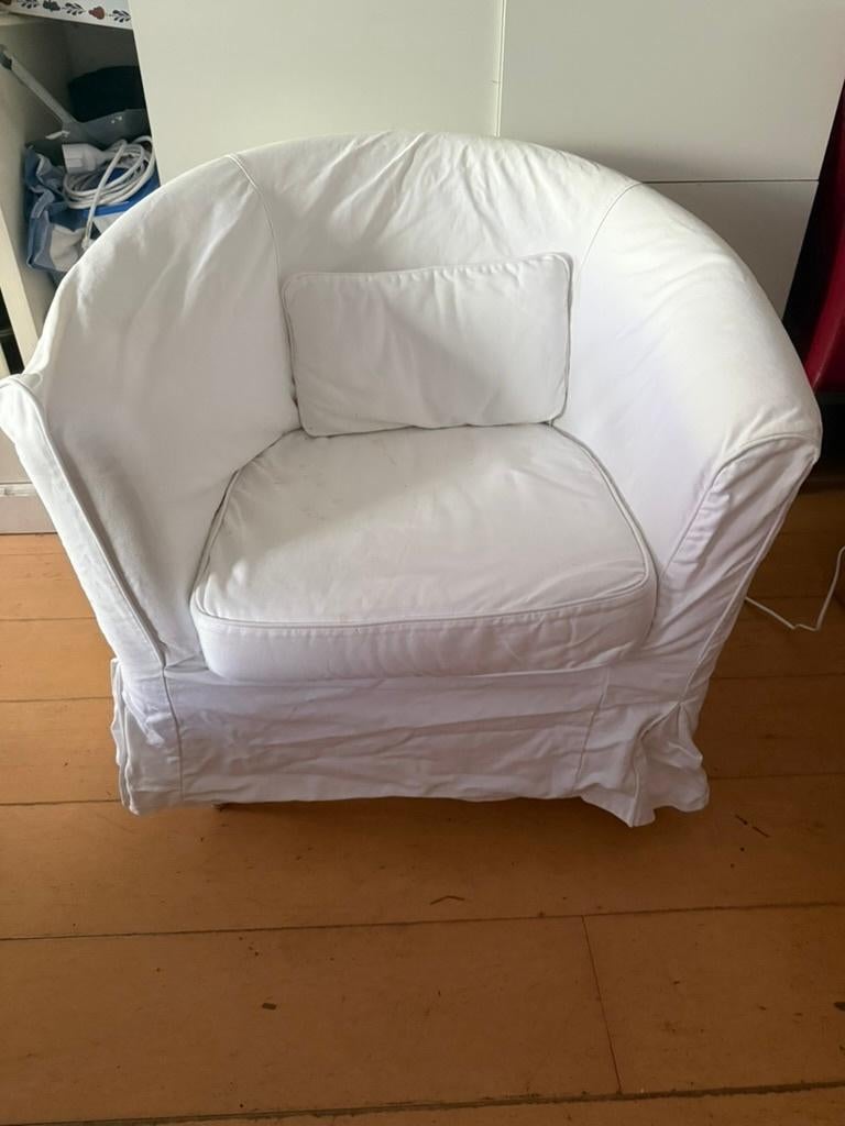 Fauteuil IKEA wit katoen, Ophalen, 75 tot 100 cm, Zo goed als nieuw, 75 tot 100 cm