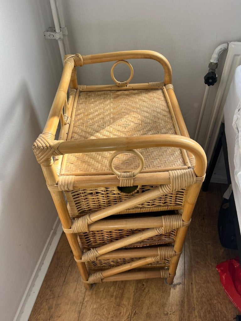 Rotan ladekastje met 3 lades, Ophalen, Overige materialen, Minder dan 50 cm, Gebruikt