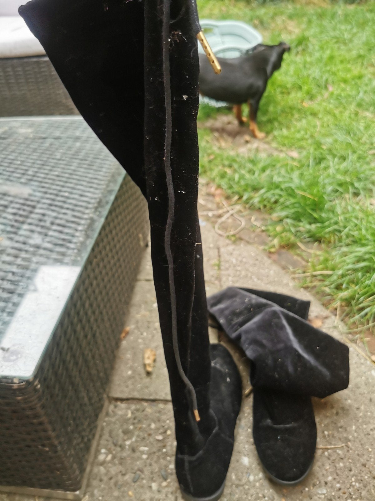 Zwarte fluwelen overknee laarzen, Hoge laarzen, Zwart, Ophalen of Verzenden, Gedragen