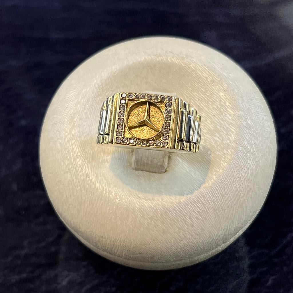 14 karaat gouden ring prachtig model Mercedes, Ophalen of Verzenden, Zo goed als nieuw, Goud, Dame