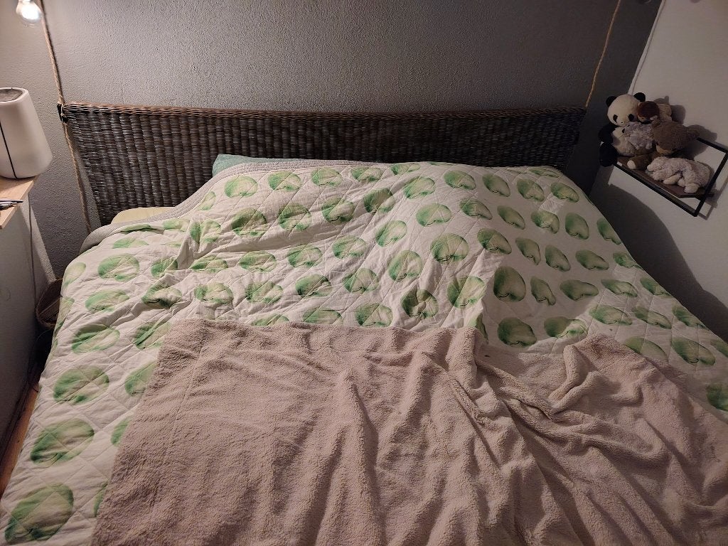 Tweepersoonsbed - gratis, Huis en Inrichting, Ophalen, Overige materialen, Gebruikt, Bruin