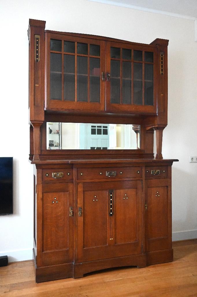 Art deco buffetkast met bijbehorend dressoir en wandspiegel, Ophalen