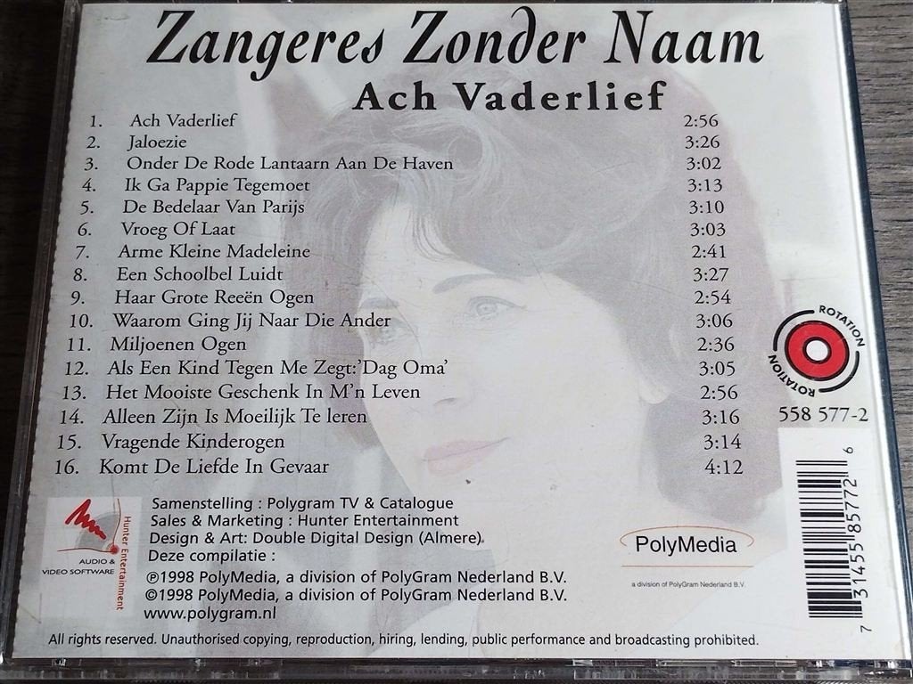 Zangeres Zonder Naam - Ach Vaderlief, Ophalen of Verzenden, Zo goed als nieuw, Levenslied of Smartlap