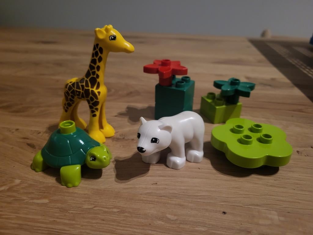 Duplo Dieren: Giraffe, IJsbeer, Schildpad en Planten, Gebruikt, Ophalen of Verzenden, Duplo, Losse stenen