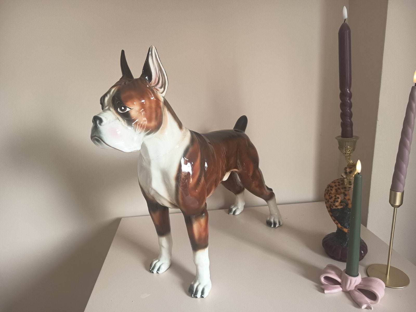 Groot vaga international porseleinen vintage hond beeld, Ophalen of Verzenden, Gebruikt