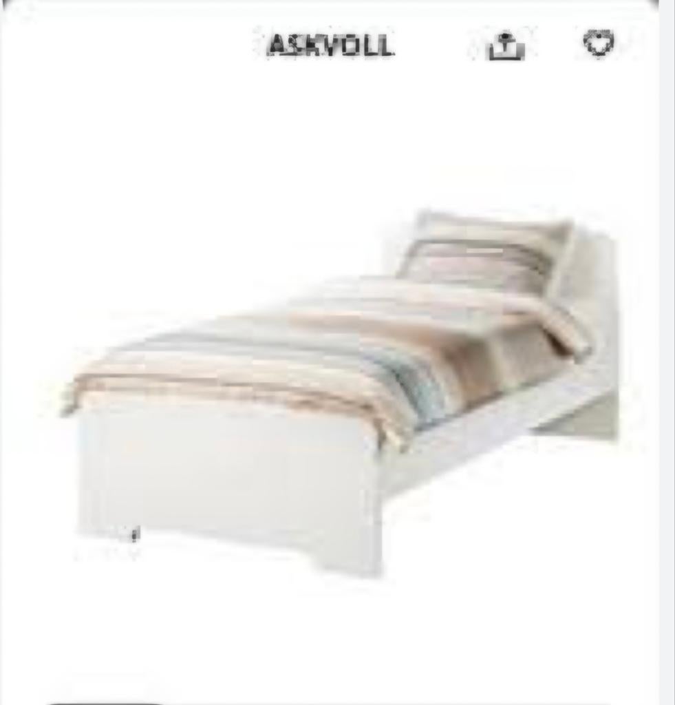 Askvoll bed (Ikea), 90 cm, Eenpersoons, Wit, Ophalen of Verzenden