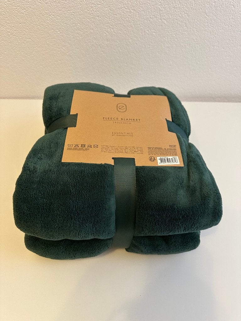 Essentials fleece deken 180x230 cm – donkergroen, Ophalen, Fleecedeken, Nieuw, 180 cm