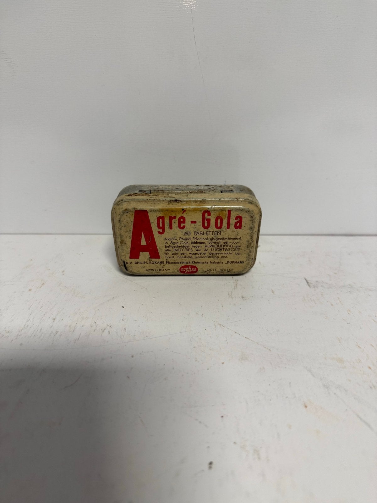 Vintage Agre-Gola blikje - 60 tabletten, Verzamelen, Ophalen of Verzenden, Gebruikt, Overige, Overige merken