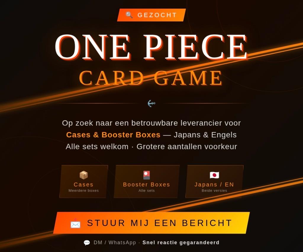 GEZOCHT: One Piece Card Game Cases & Booster Boxes, Hobby en Vrije tijd, Verzamelkaartspellen | Overige, Ophalen, Nieuw, Boosterbox