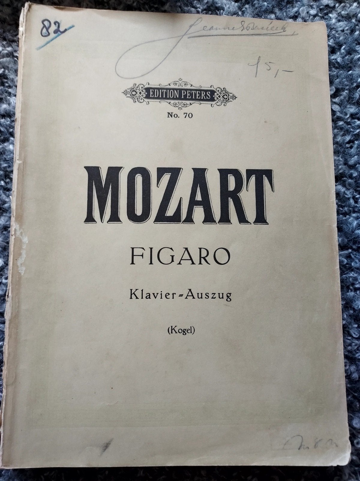 Mozart - Figaro Klavier-Auszug (Kogel) - Edition Peters, Gebruikt, Klassiek, Les of Cursus, Ophalen of Verzenden