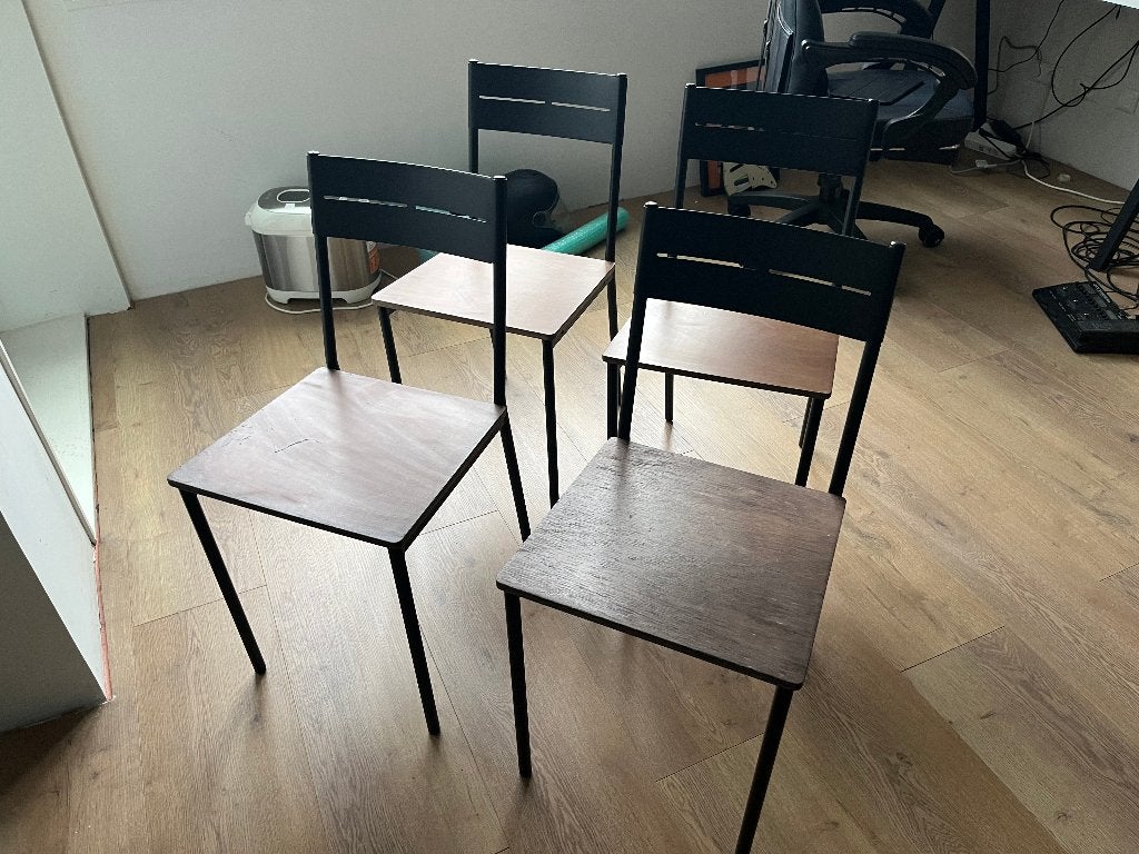 Set of 4 IKEA SANDSBERG dining chairs, Huis en Inrichting, Ophalen, Gebruikt, Bruin, Vier