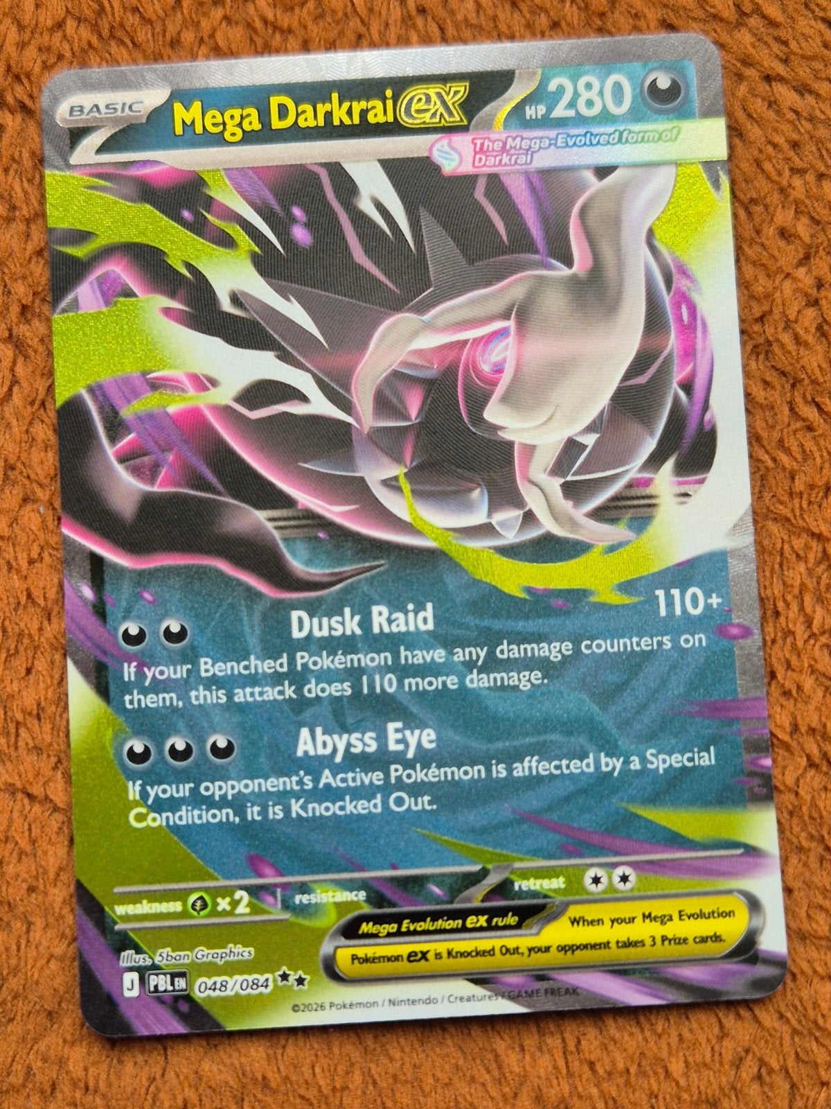 Mega Darkrai Ex - 048/084 - Pitch Black (PBL 048) NM, Ophalen of Verzenden, Nieuw, Losse kaart