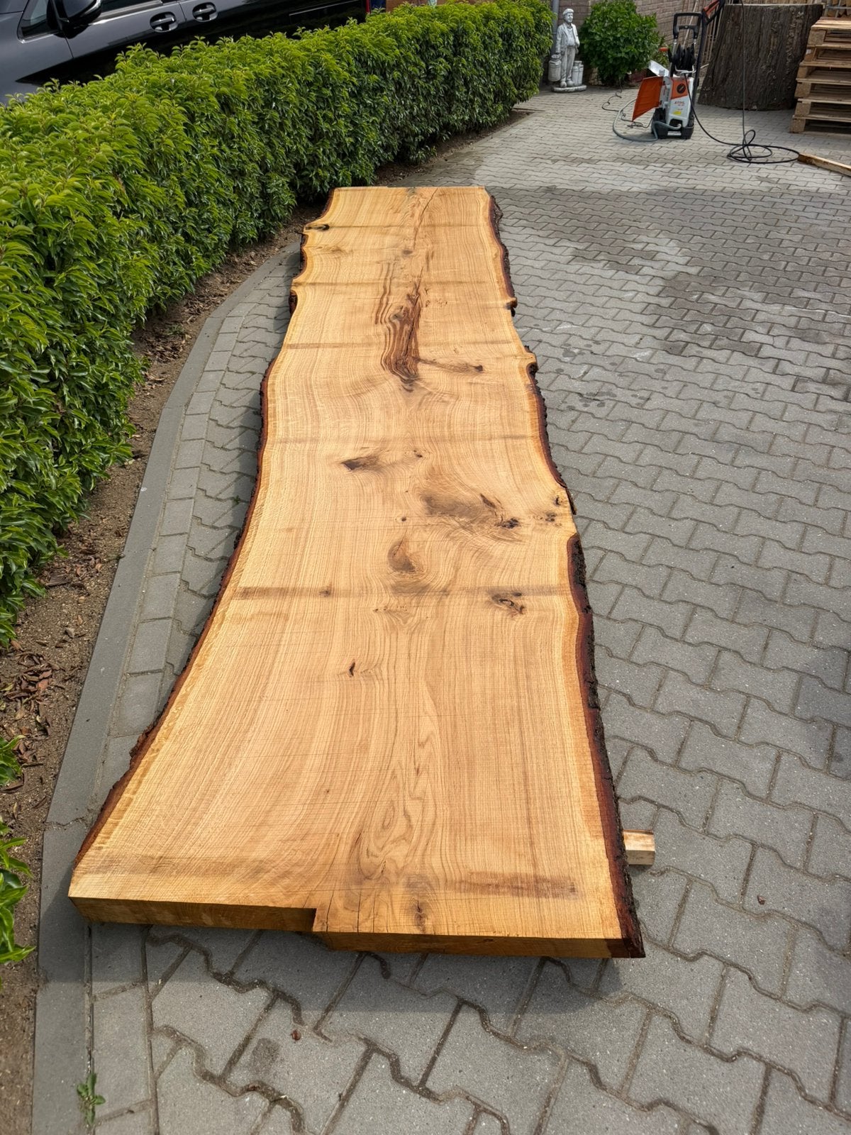 Xxxl eiken boomstamtafels 520x100x7cm, Ophalen of Verzenden, Zo goed als nieuw, 250 cm of meer, Planken